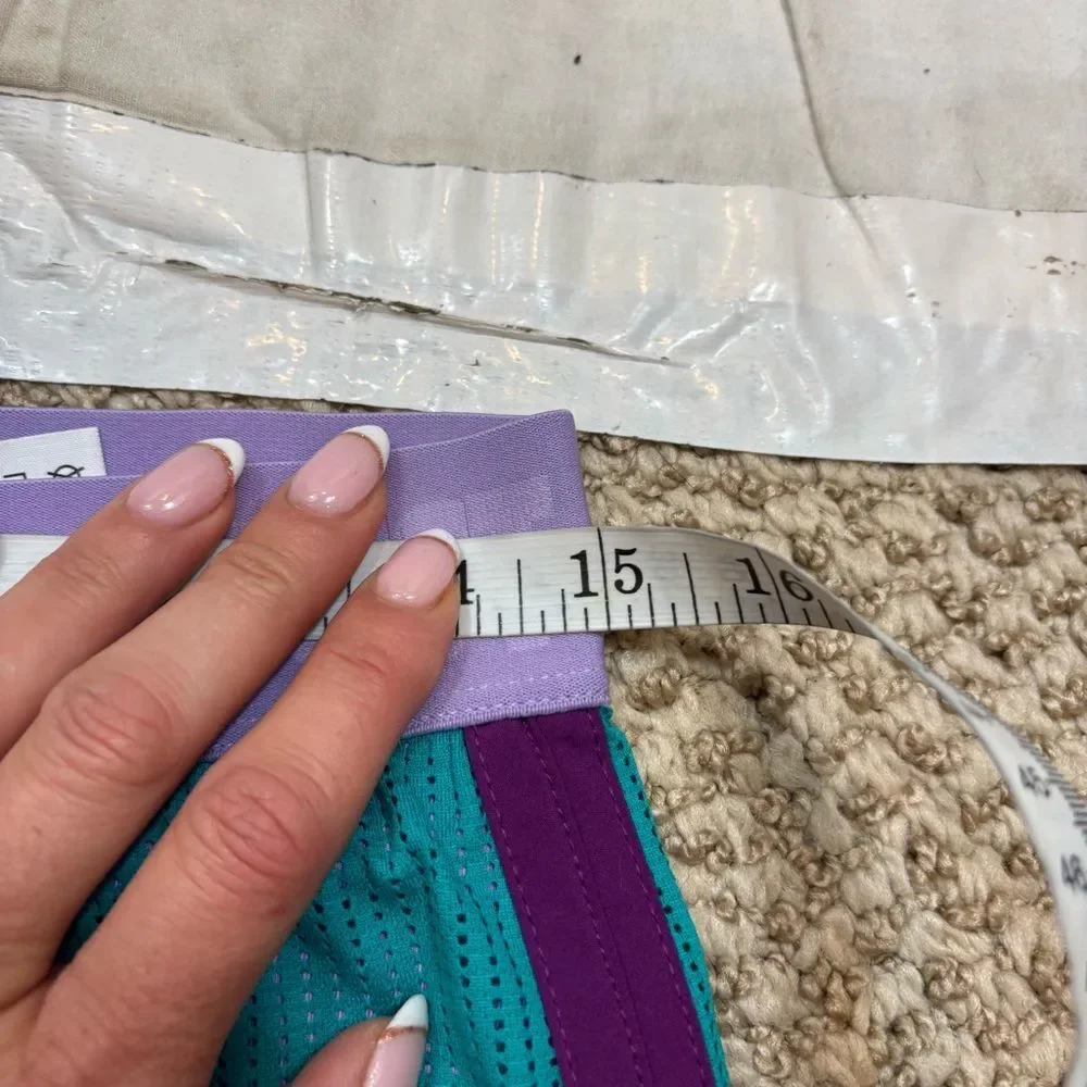 Ladies Nike Dri-Fit Teal‎ and Purple Mesh Athletic Shorts Lined Size Medium